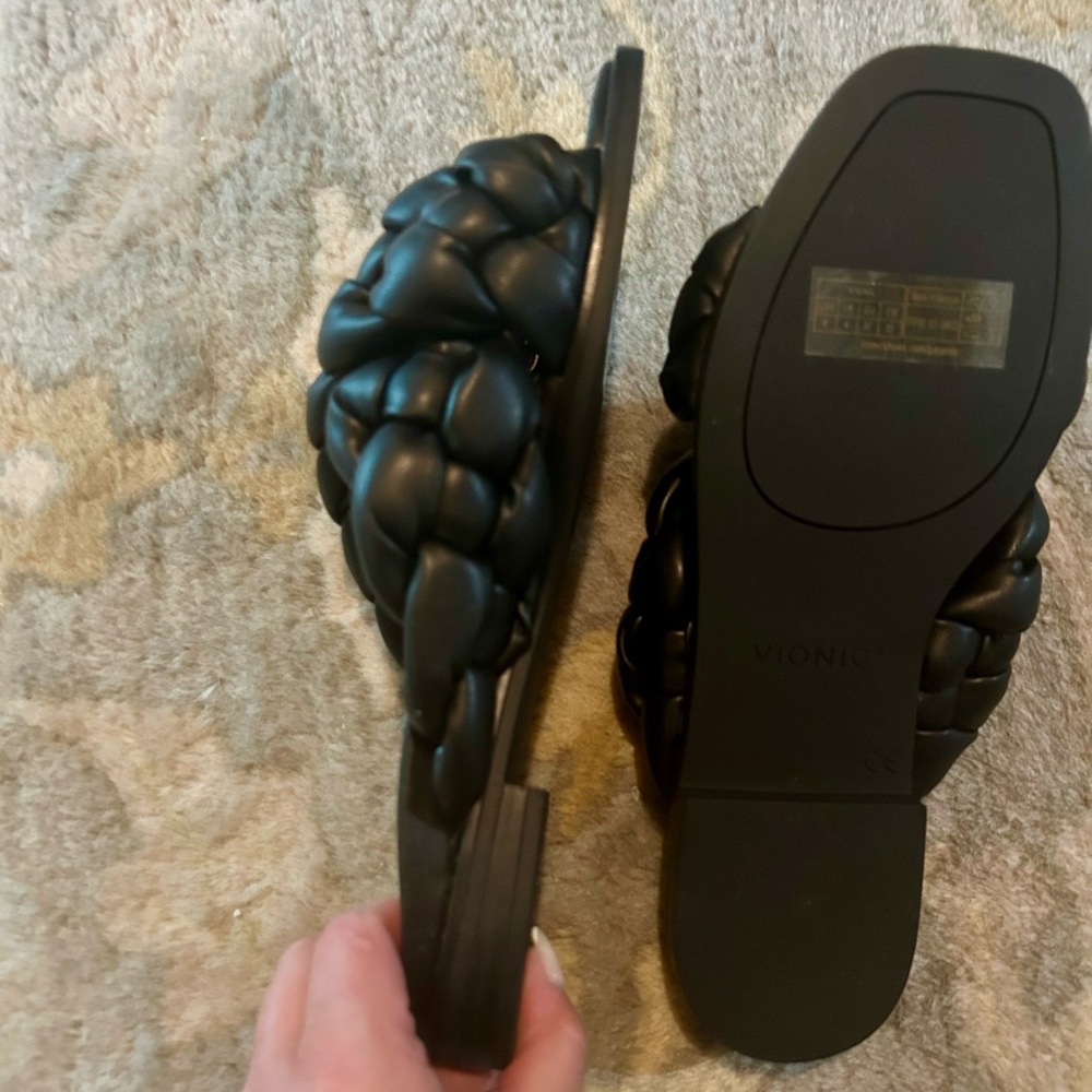 Black Vionic Braided Cross Strap Slides Kalina, S… - image 6